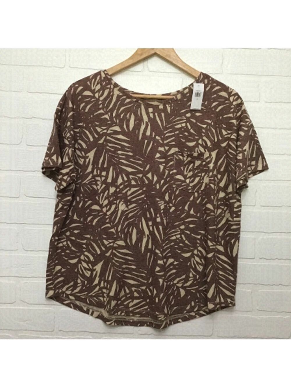 Nwt Old Navy t-shirt brown beige neutral pocket crop oversized top Large